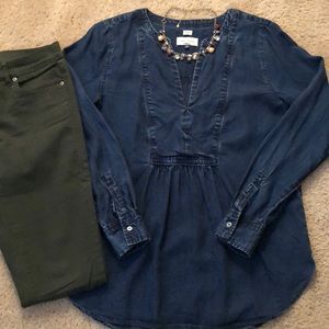Loft Denim Peplum Blouse
